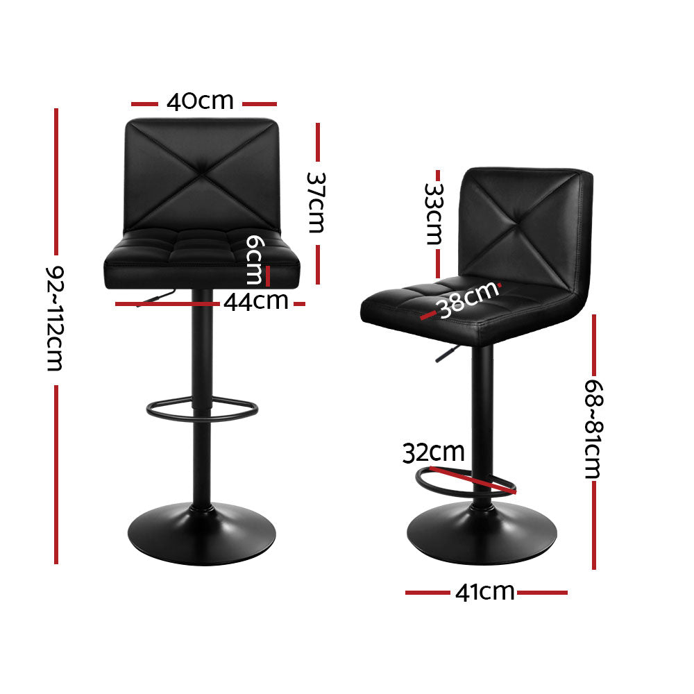 Set of 4 Bar Stools PU Leather Criss Cross Style - Black and Chrome - image2