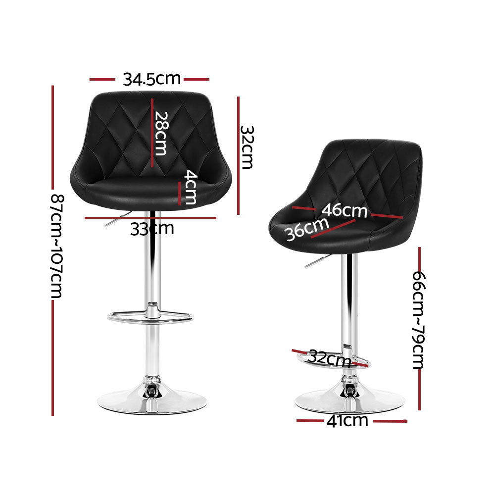 set of 4 Kitchen Bar Stools Swivel Bar Stool PU Leather Gas Lift Chairs Black - image2