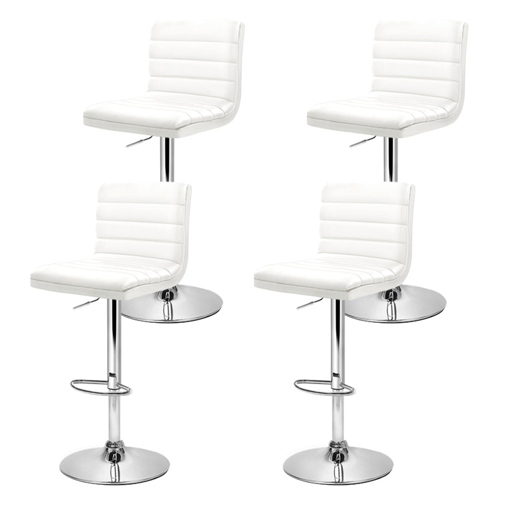 Set of 4 PU Leather Lined Pattern Bar Stools- White and Chrome - image3