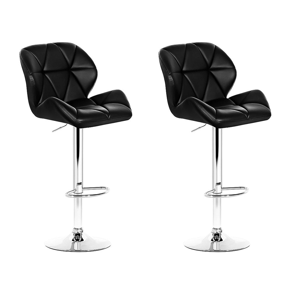 Set of 2 Kitchen Bar Stools - Black and Chrome - image1