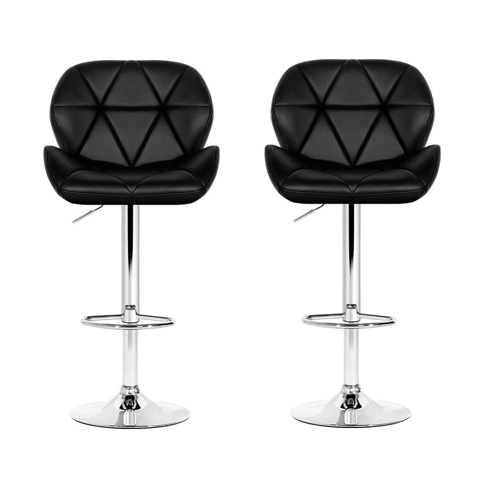 Set of 2 Kitchen Bar Stools - Black and Chrome - image3