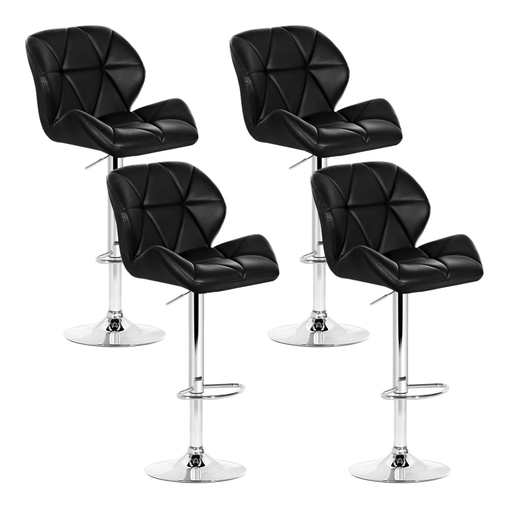 Set of 4 Kitchen Bar Stools - Black and Chrome - image1