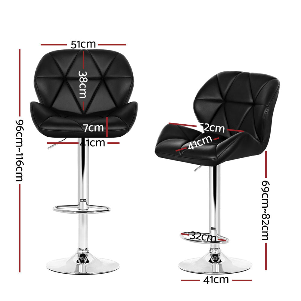 Set of 4 Kitchen Bar Stools - Black and Chrome - image2