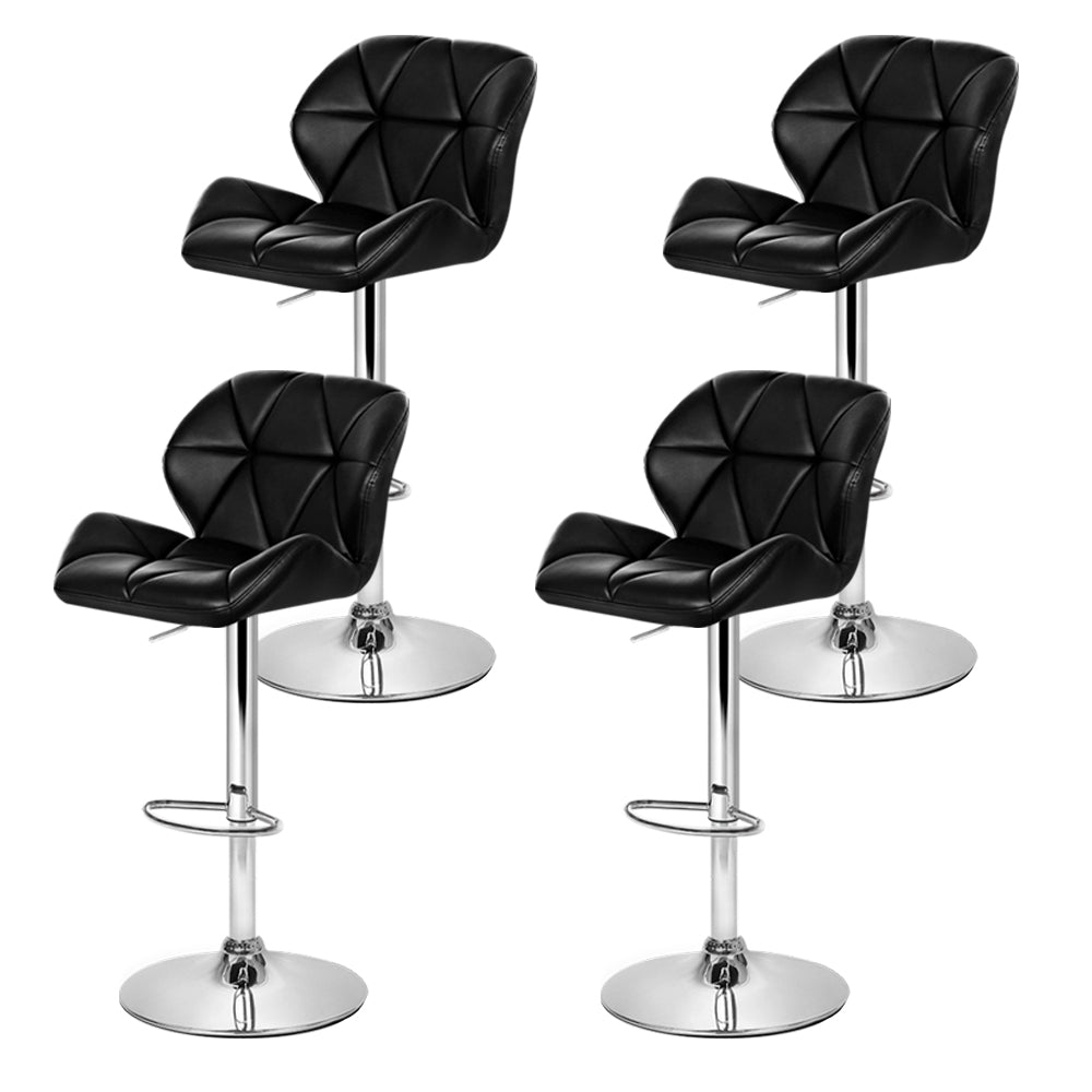 Set of 4 Kitchen Bar Stools - Black and Chrome - image3