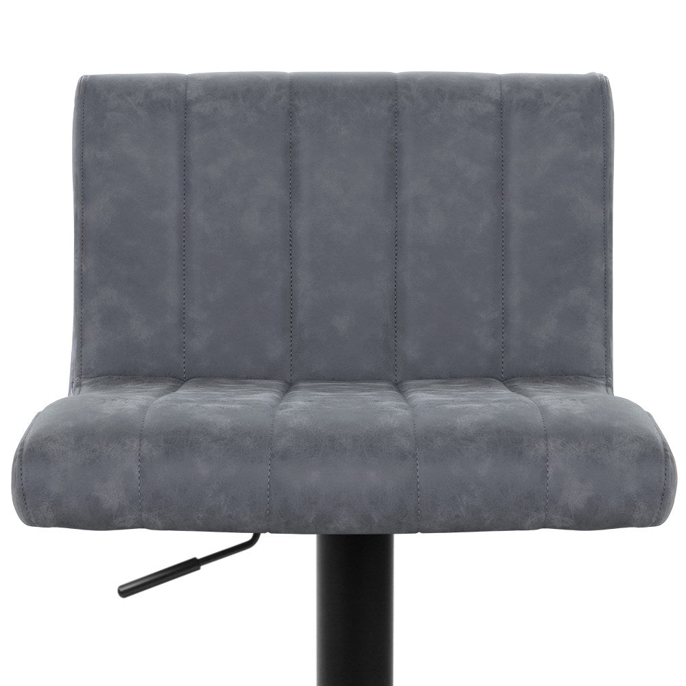 Set of 2 Bar Stools PU Leather Line Style - Grey - image3