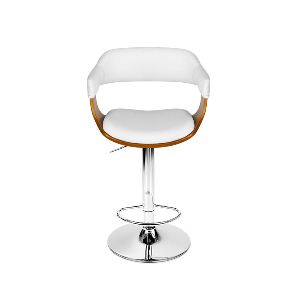 Wooden PU Leather Bar Stool - White and Chrome - image3