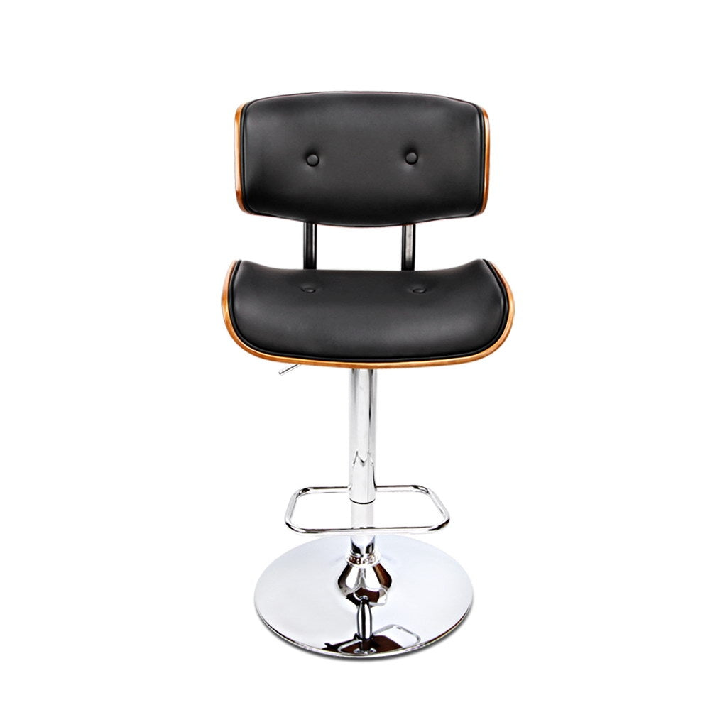 Wooden Gas Lift Bar Stool - Black and Chrome - image3