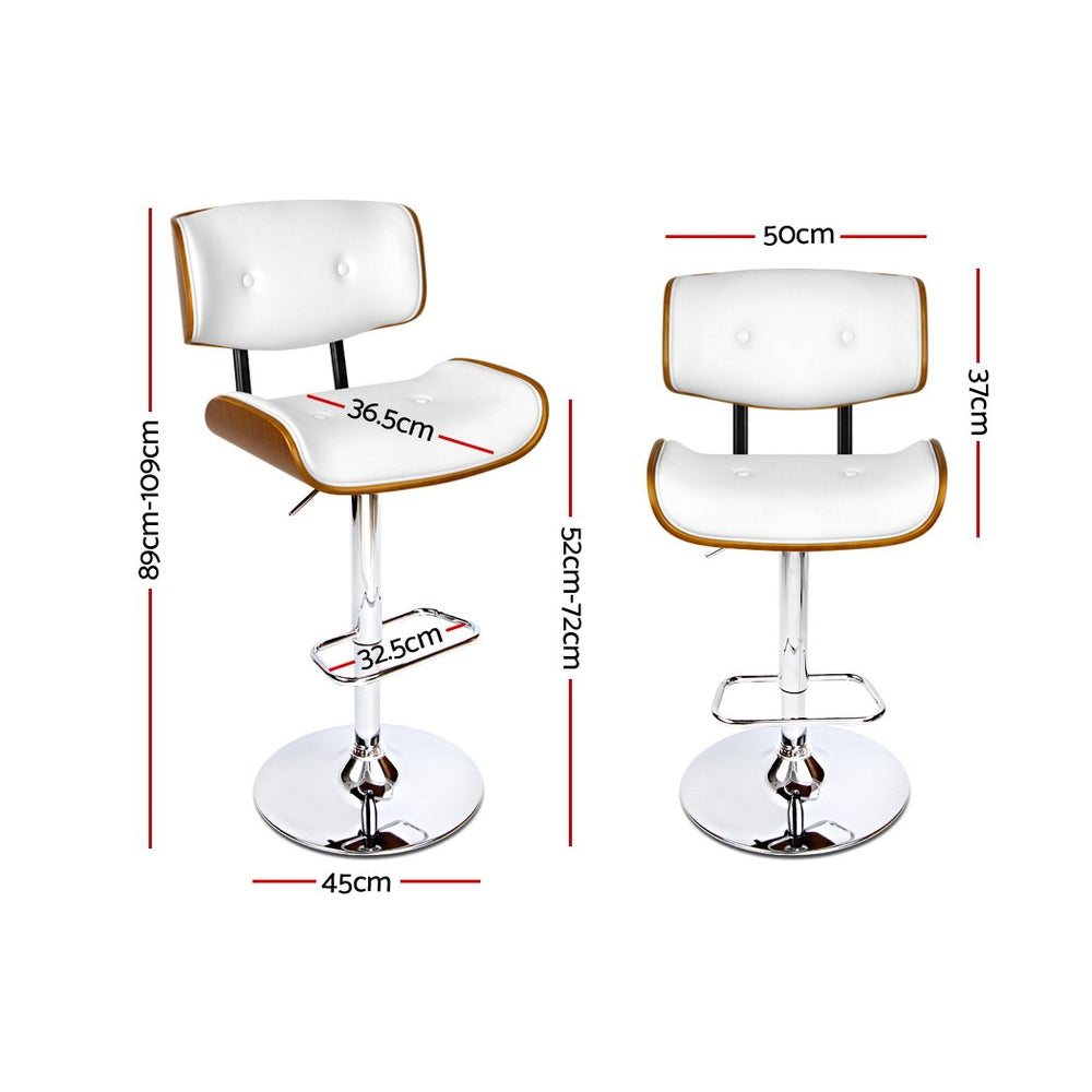 Wooden Gas Lift Bar Stool - White and Chrome - image2