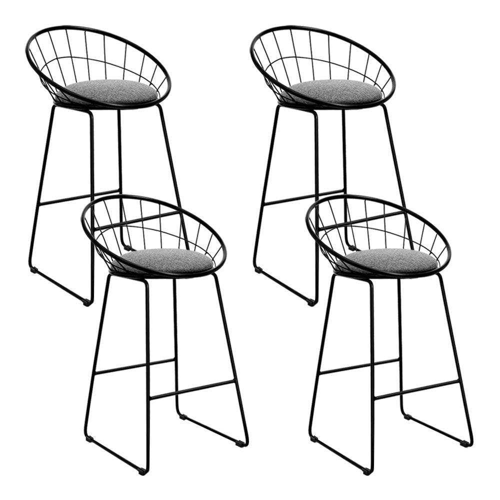 4x Nordic Bar Stools Metallic Bar Stool Kitchen Chairs Fabric Grey Black - image1