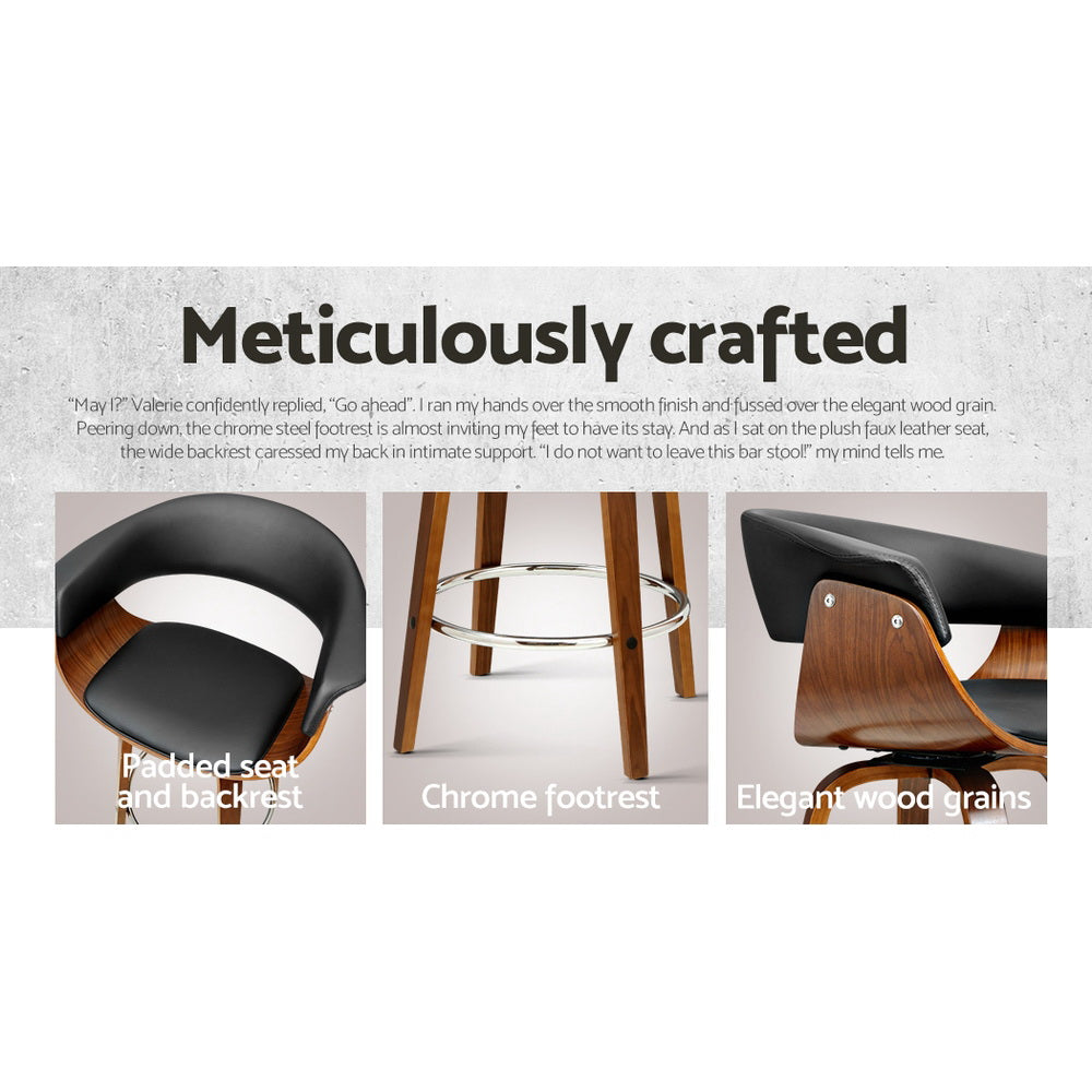 Swivel PU Leather Bar Stool - Wood and Black - image5