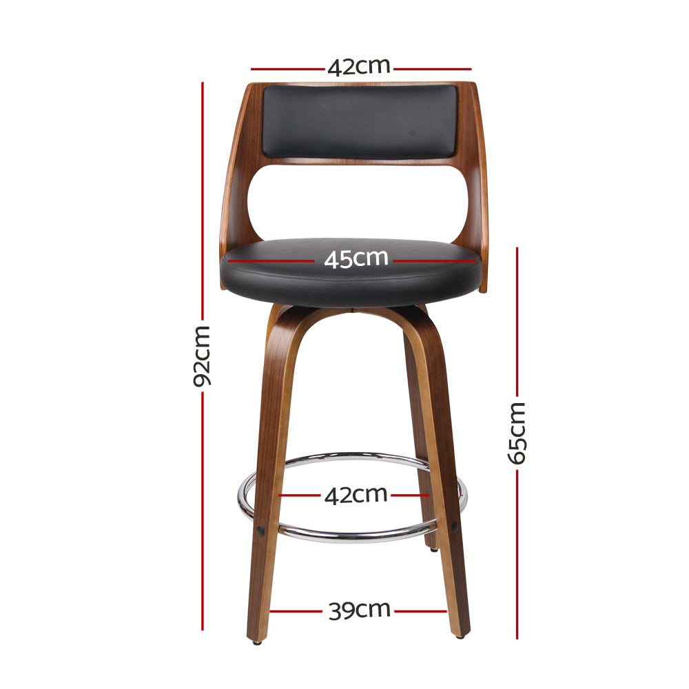 Set of 2 Wooden Bar Stools - Black - image2