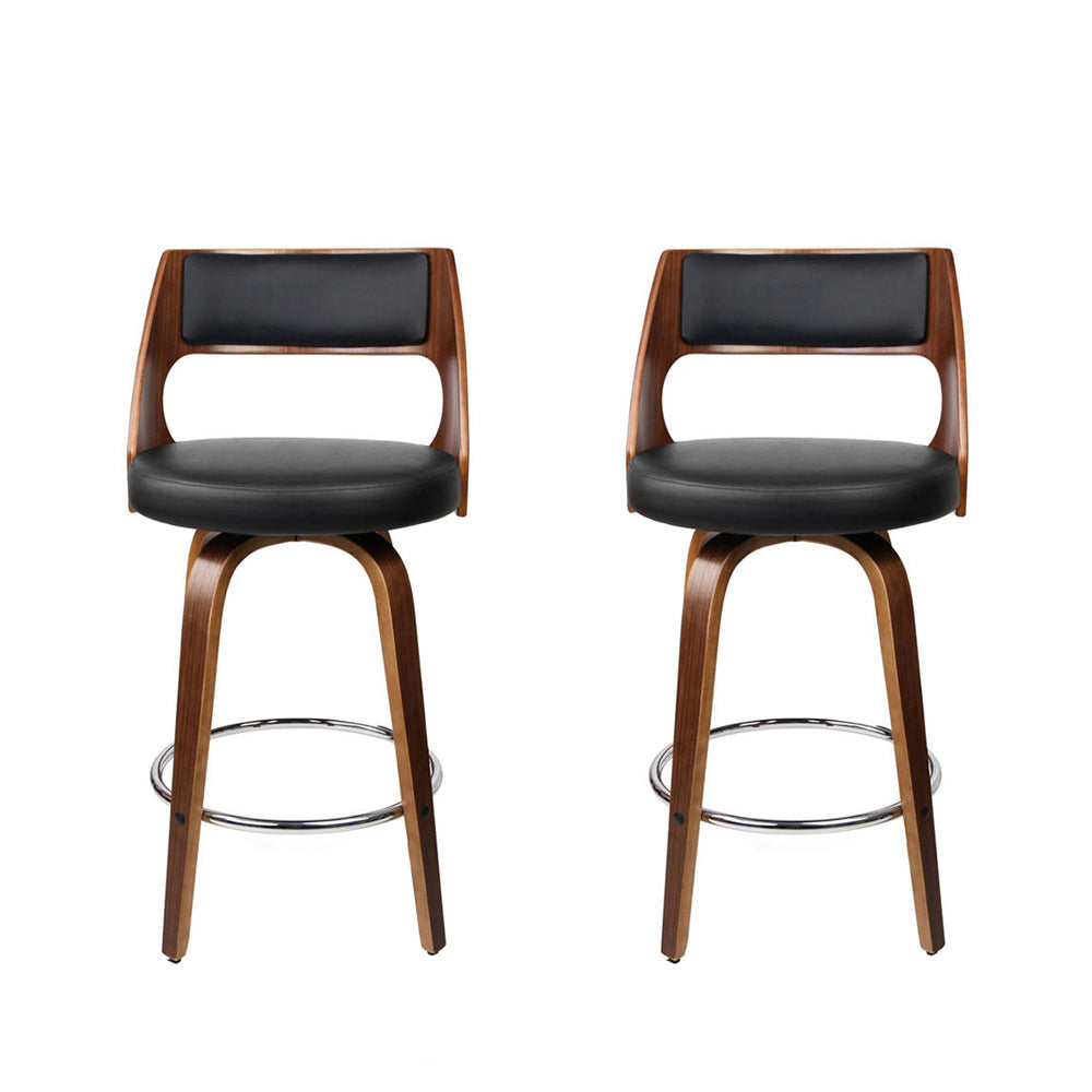 Set of 2 Wooden Bar Stools - Black - image3