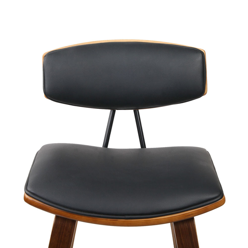 Set of 2 PU Leather Circular Footrest Bar Stools - Black - image6