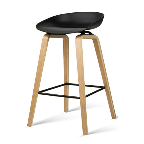 Set of 2 Wooden Square Footrest Bar Stools - Black - image1