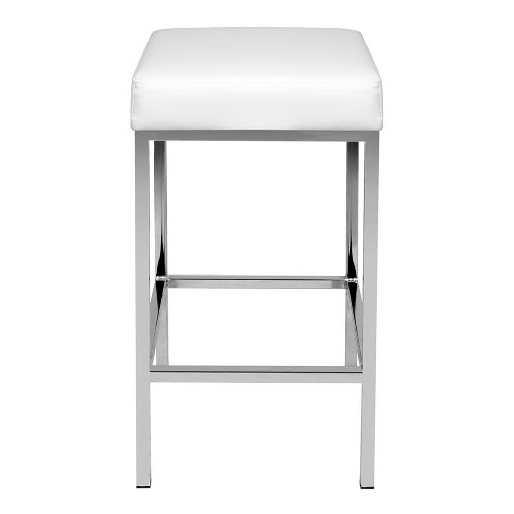 Set of 2 PU Leather Backless Bar Stools - White - image3