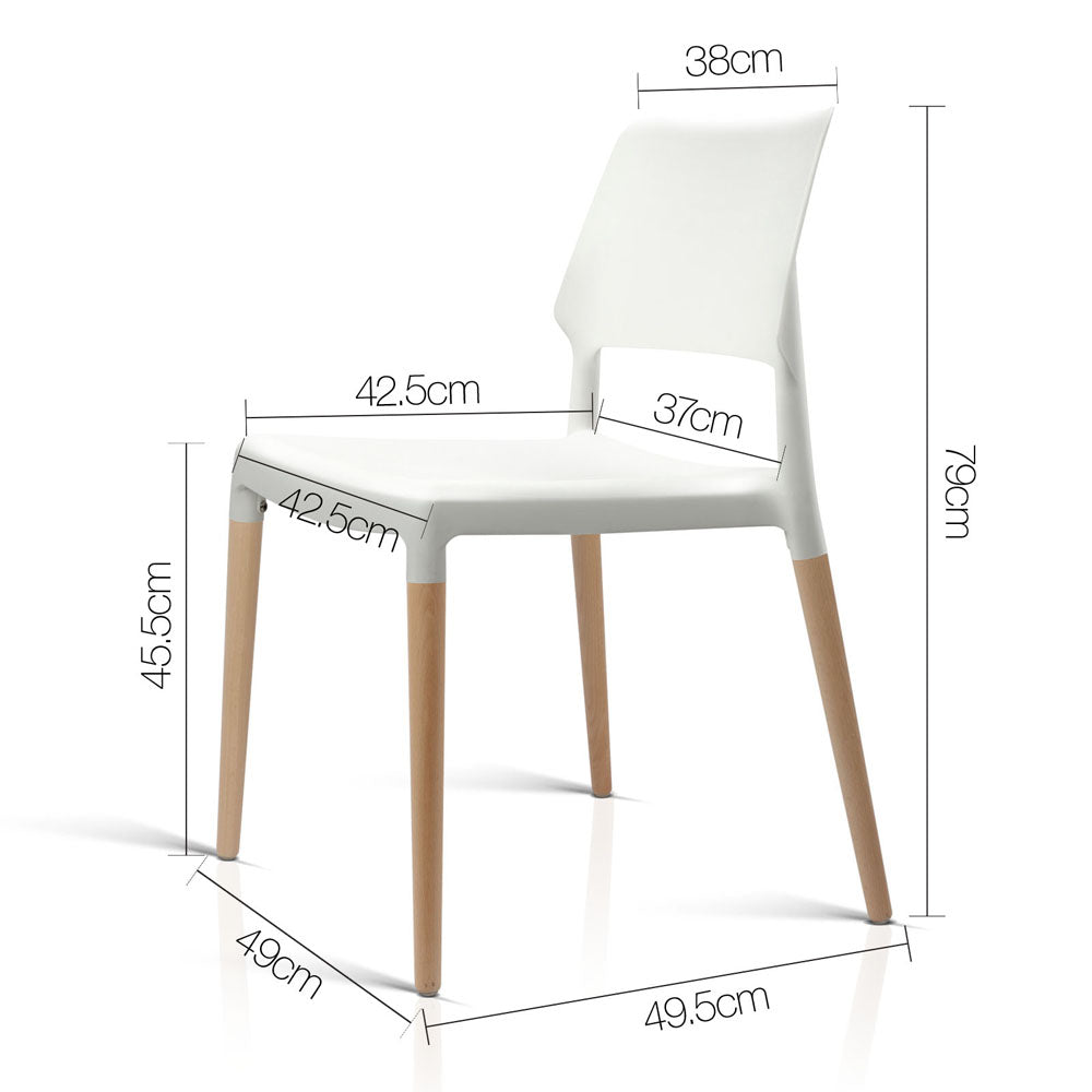 Set of 4 Wooden Stackable Dining Chairs - White - image2