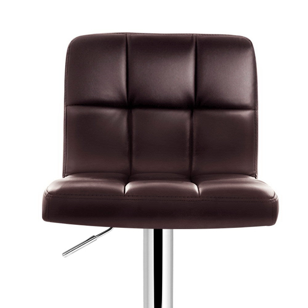 Set of 2 Gas Lift Bar Stools PU Leather - Chocolate Brown - image3