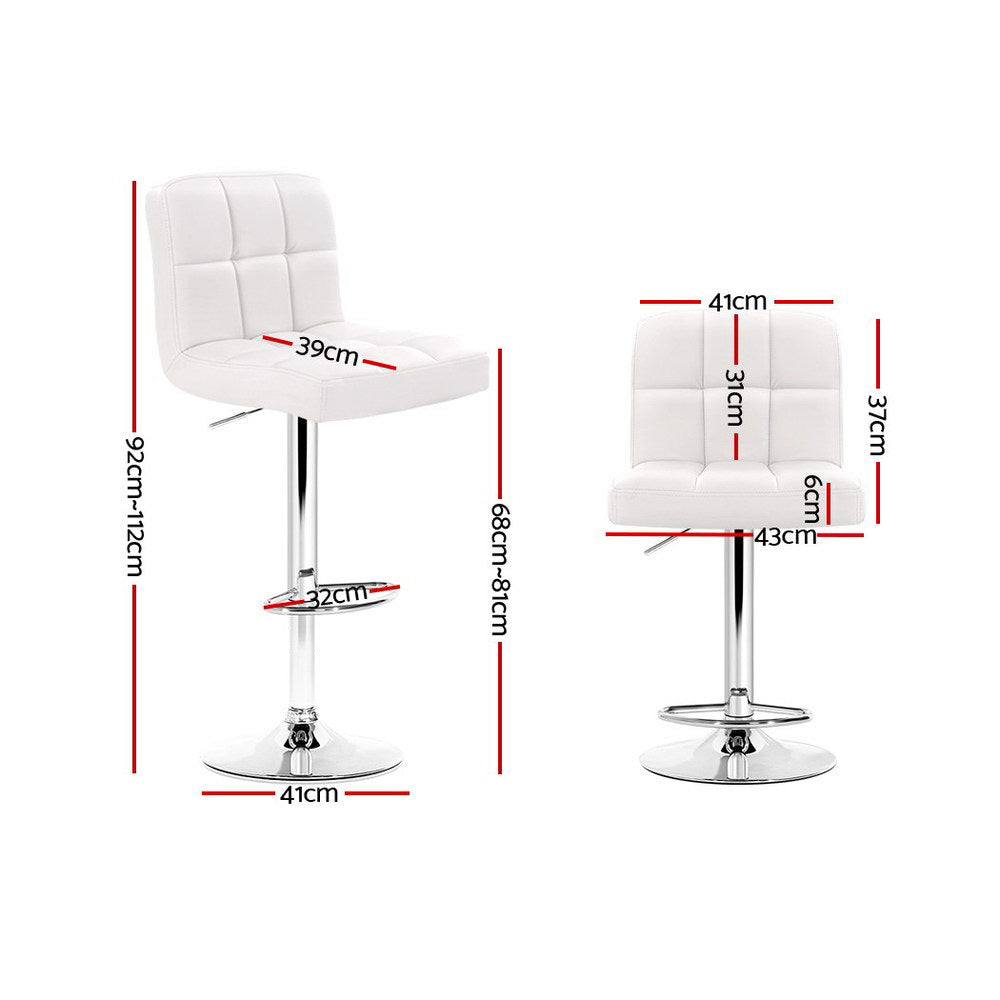 Set of 2 PU Leather Gas Lift Bar Stools - White - image2