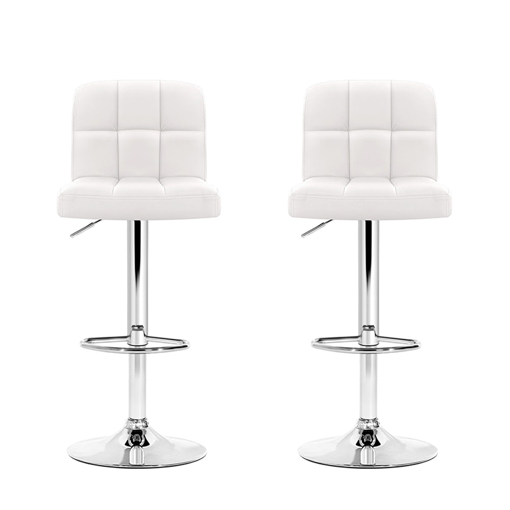 Set of 2 PU Leather Gas Lift Bar Stools - White - image3