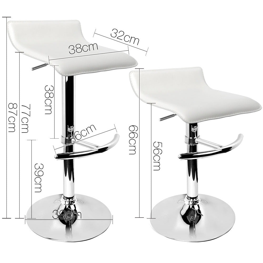 Set of 2 PU Leather Wave Style Bar Stools - White - image2