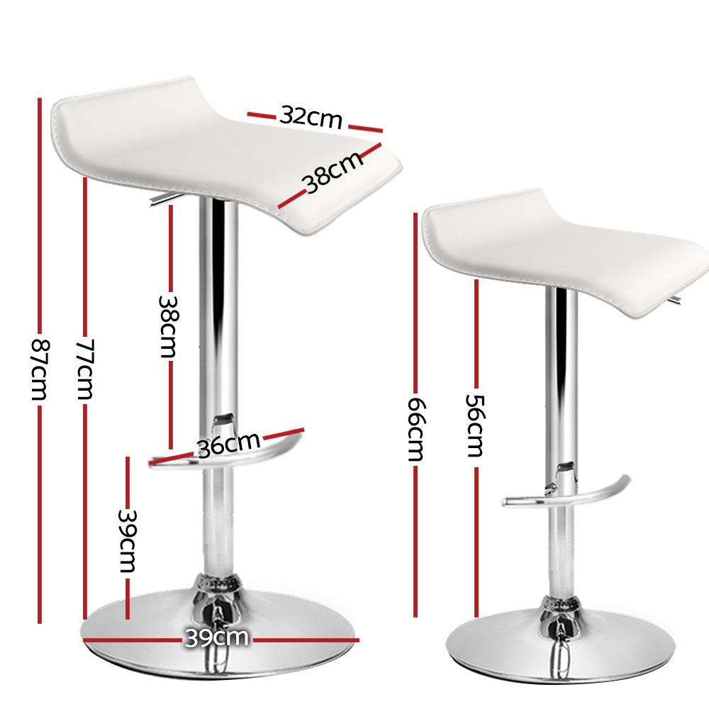 set of 4 Bar Stools SENA Kitchen Swivel Bar Stool PU Leather Chairs Gas Lift White - image2