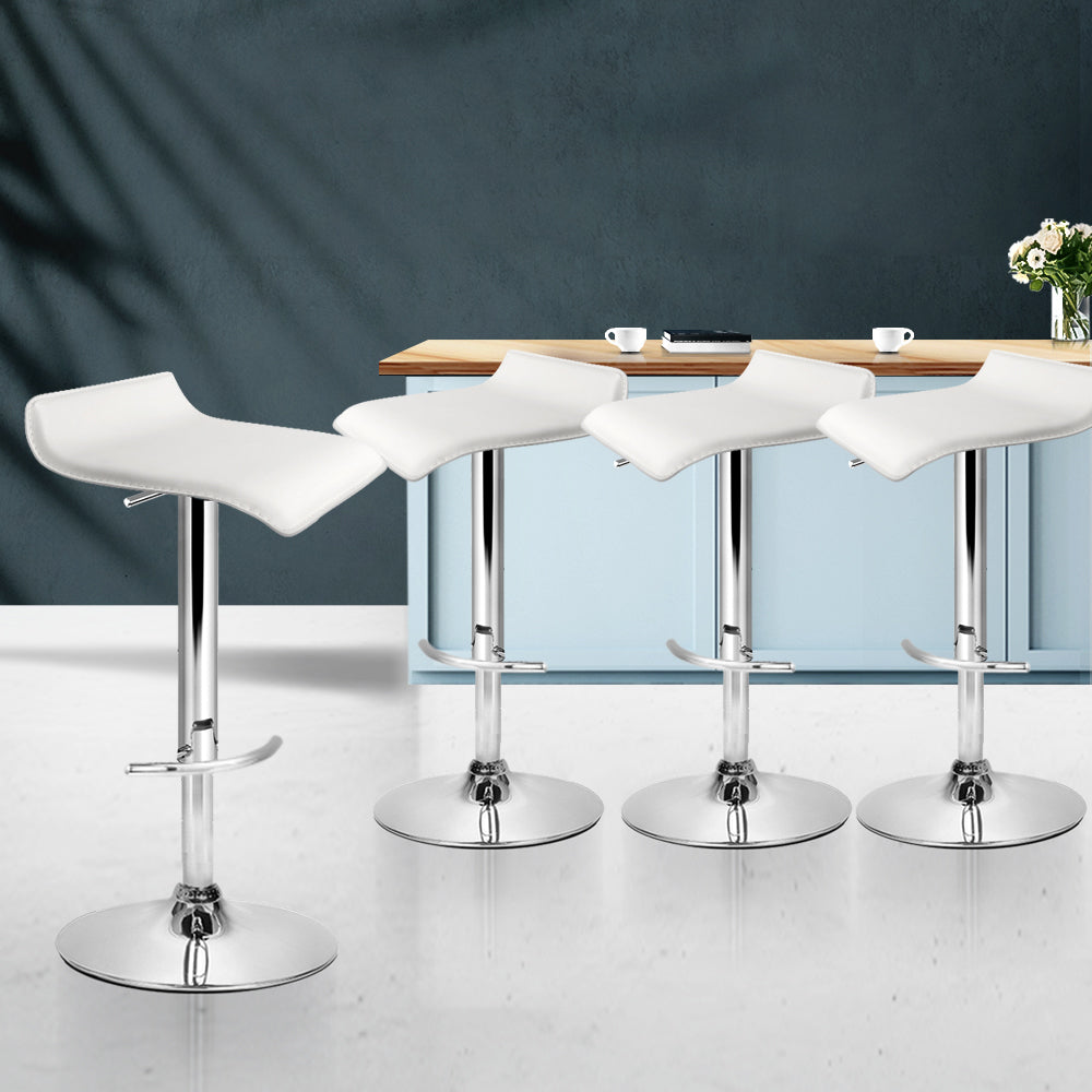 set of 4 Bar Stools SENA Kitchen Swivel Bar Stool PU Leather Chairs Gas Lift White - image7