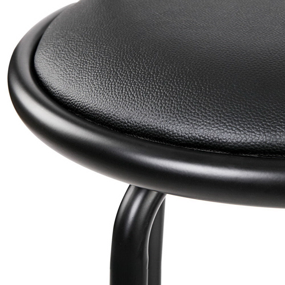 Set of 2 PU Leather Bar Stools - Black and Steel - image6