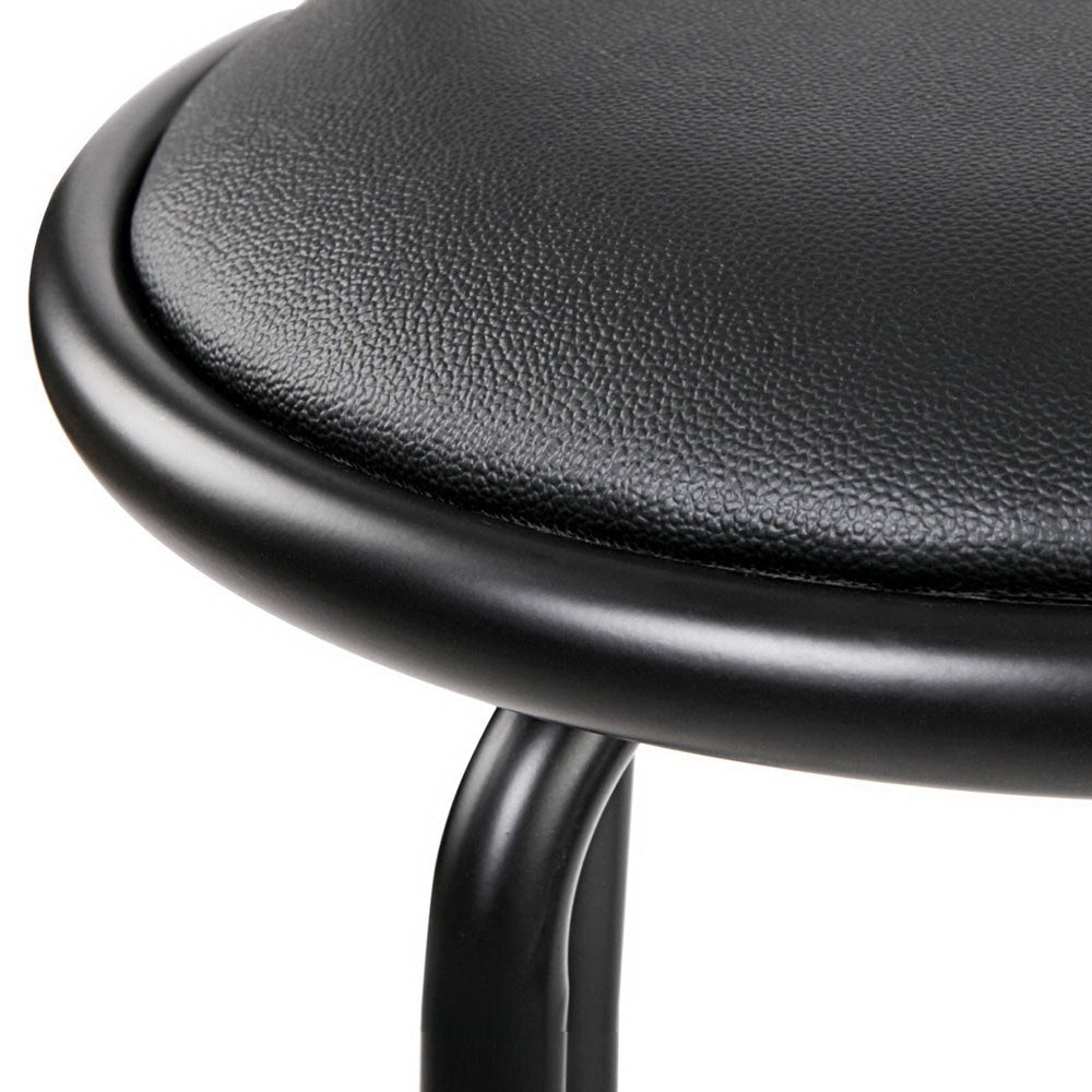 Set of 4 PU Leather Bar Stools - Black and Steel - image6