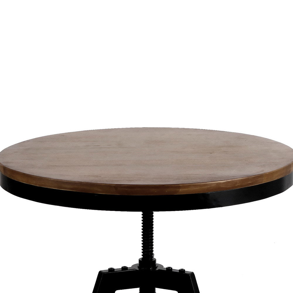 Elm Wood Round Dining Table - Dark Brown - image5