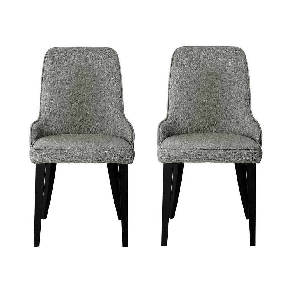 Set of 2 Fabric Dining Chairs - Grey - image3