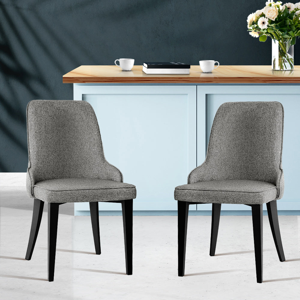 Set of 2 Fabric Dining Chairs - Grey - image7