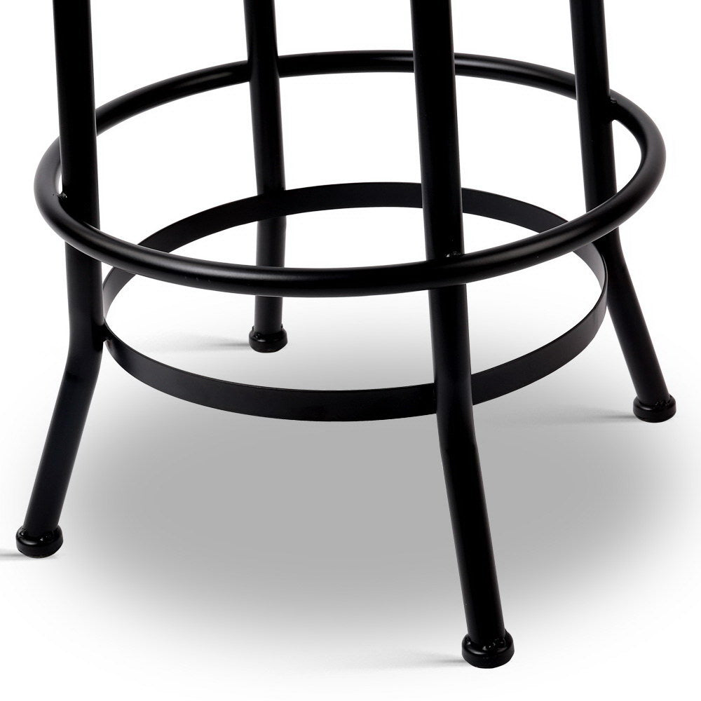 Bar Stool Industrial Round Seat Wood Metal - Black and Brown - image6