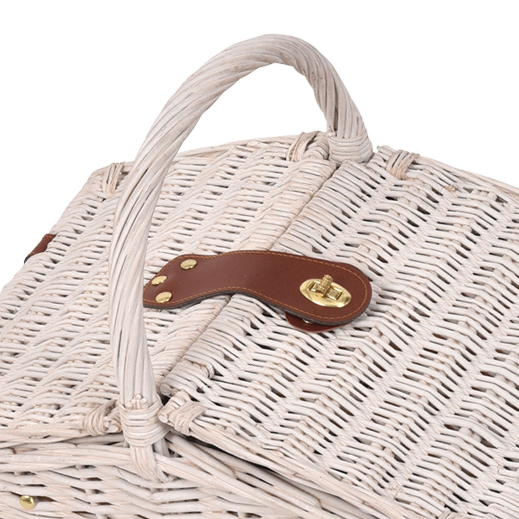 2 Person Picnic Basket Baskets Set Outdoor Blanket Deluxe Wicker Gift Storage - image6