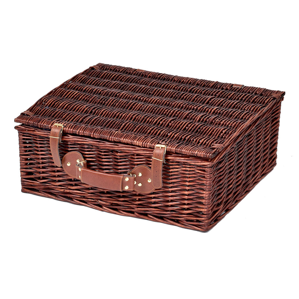 Picnic Basket 4 Person Baskets Set Insulated Wicker Outdoor Blanket Gift Storage - image2
