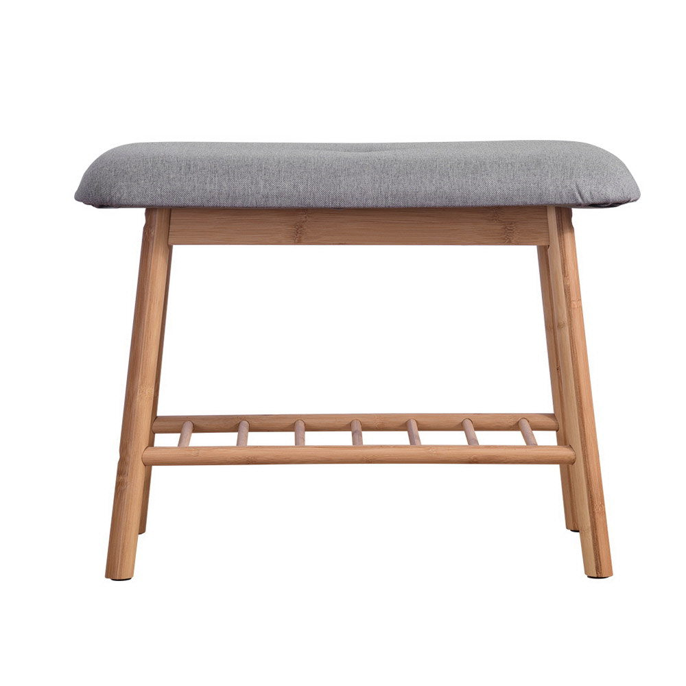 Shoe Rack Seat Bench Chair Shelf Organisers Bamboo Grey - image3