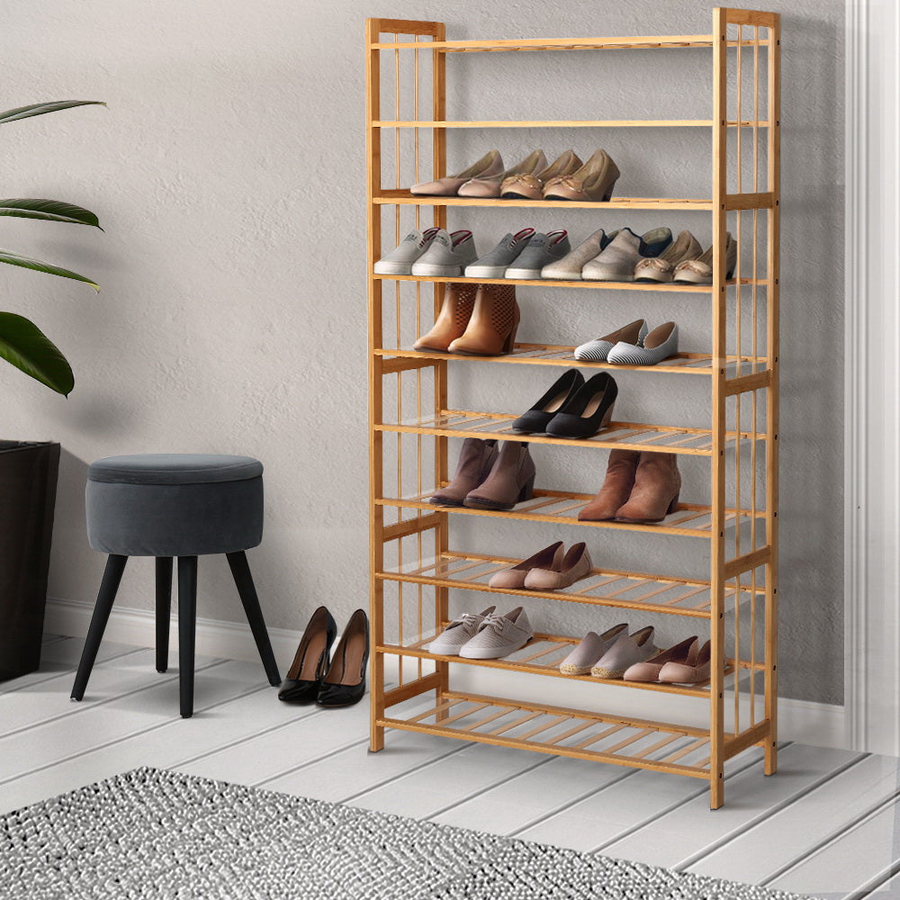 10-Tier Bamboo Shoe Rack Wooden Shelf Stand Storage Organizer - image8