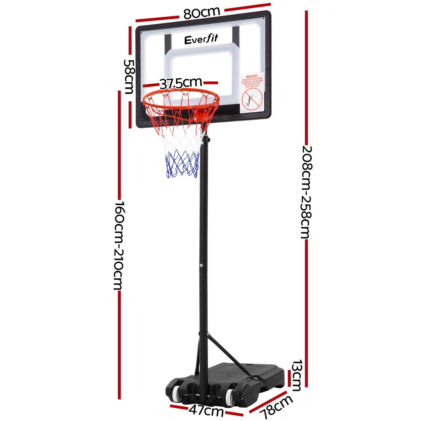 Adjustable Portable Basketball Stand Hoop System Rim - image2