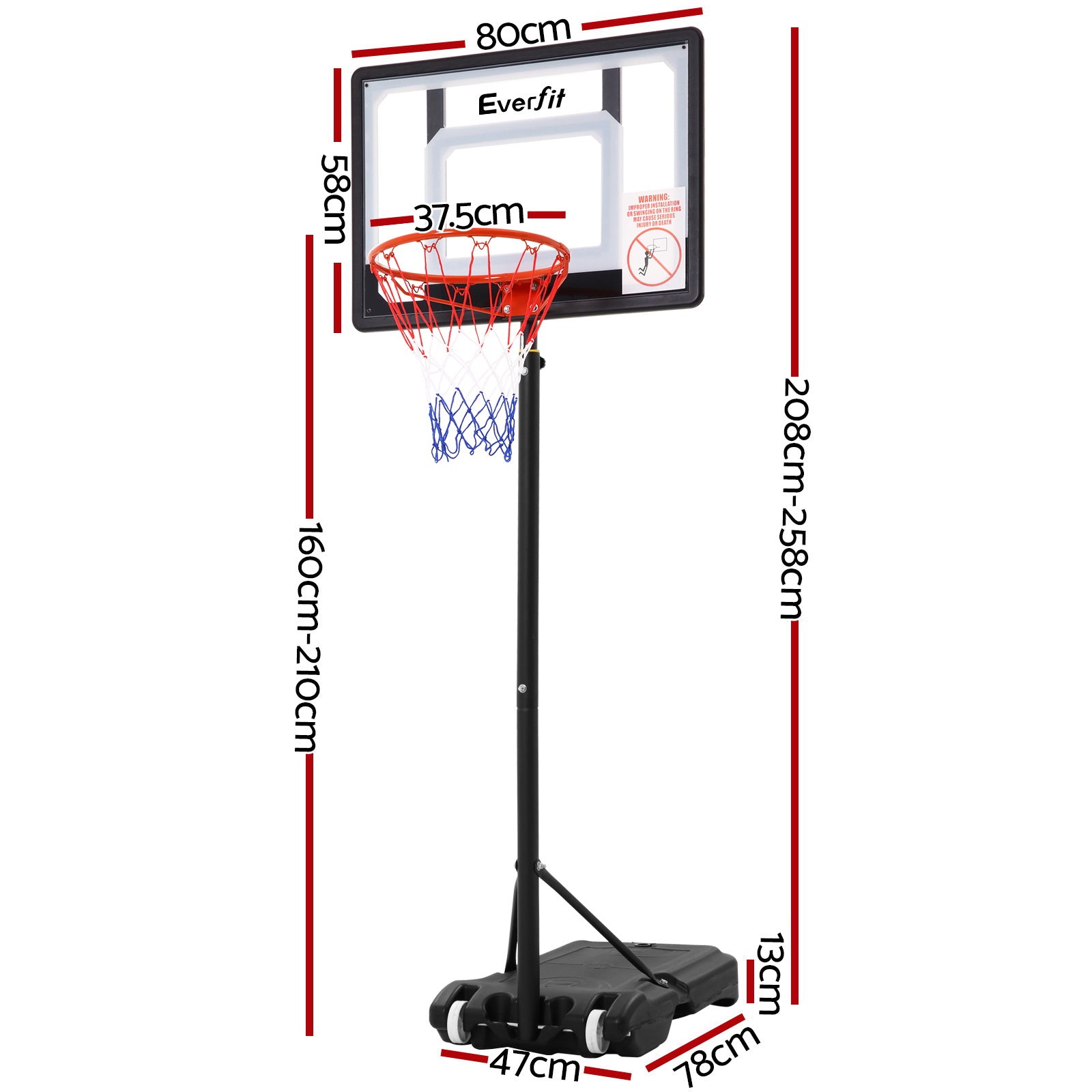 Adjustable Portable Basketball Stand Hoop System Rim - image2