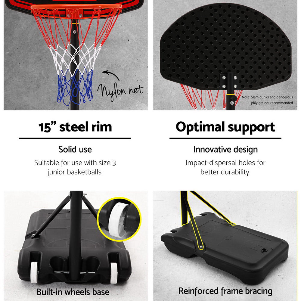 2.1M Adjustable Portable Basketball Stand Hoop System Rim Black - image3