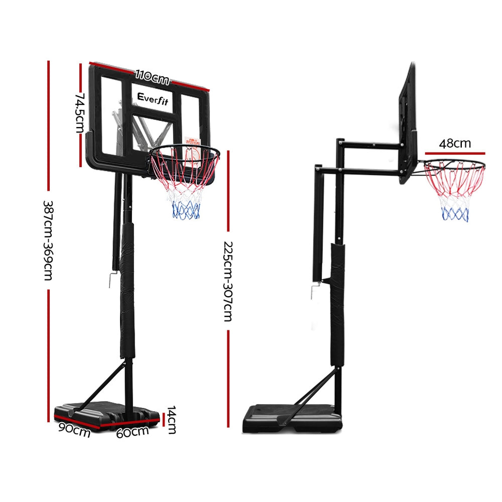 3.05M Basketball Hoop Stand System Ring Portable Net Height Adjustable Black - image2