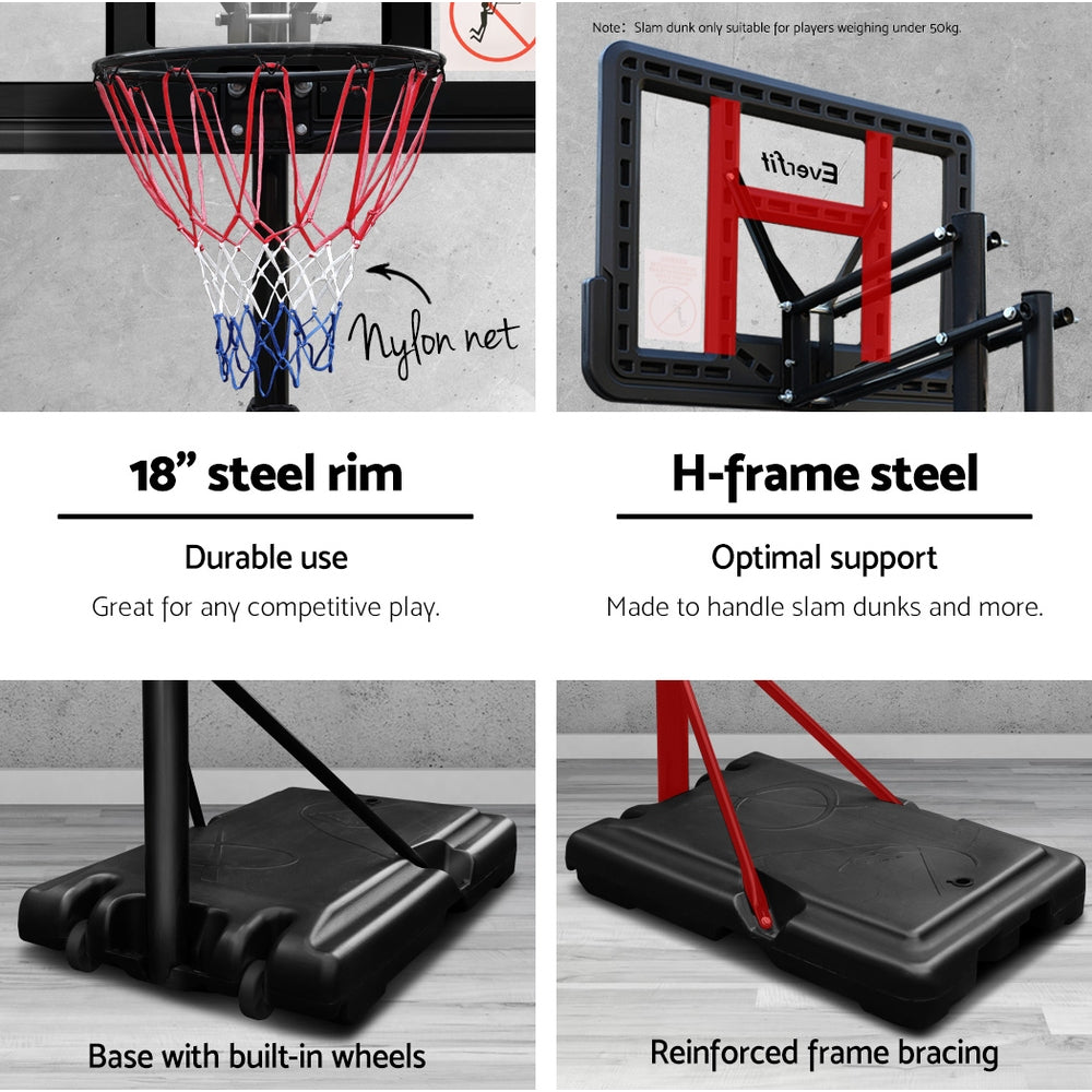 3.05M Basketball Hoop Stand System Ring Portable Net Height Adjustable Black - image4