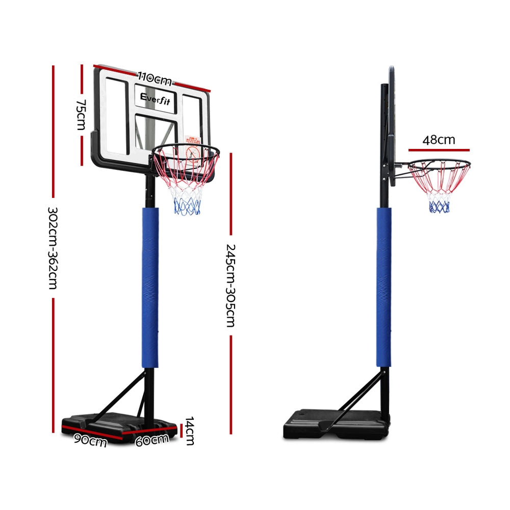 3.05M Basketball Hoop Stand System Ring Portable Net Height Adjustable Blue - image2