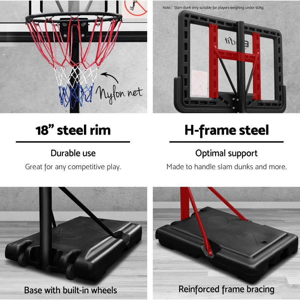 3.05M Basketball Hoop Stand System Ring Portable Net Height Adjustable Blue - image4