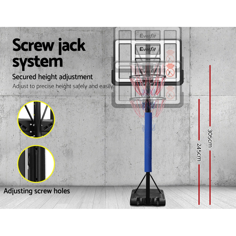 3.05M Basketball Hoop Stand System Ring Portable Net Height Adjustable Blue - image5