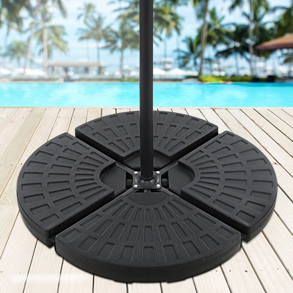 Outdoor Umbrella Stand 4 x Base Pod Plate Sand/Water Patio Cantilever Fanshaped - image7