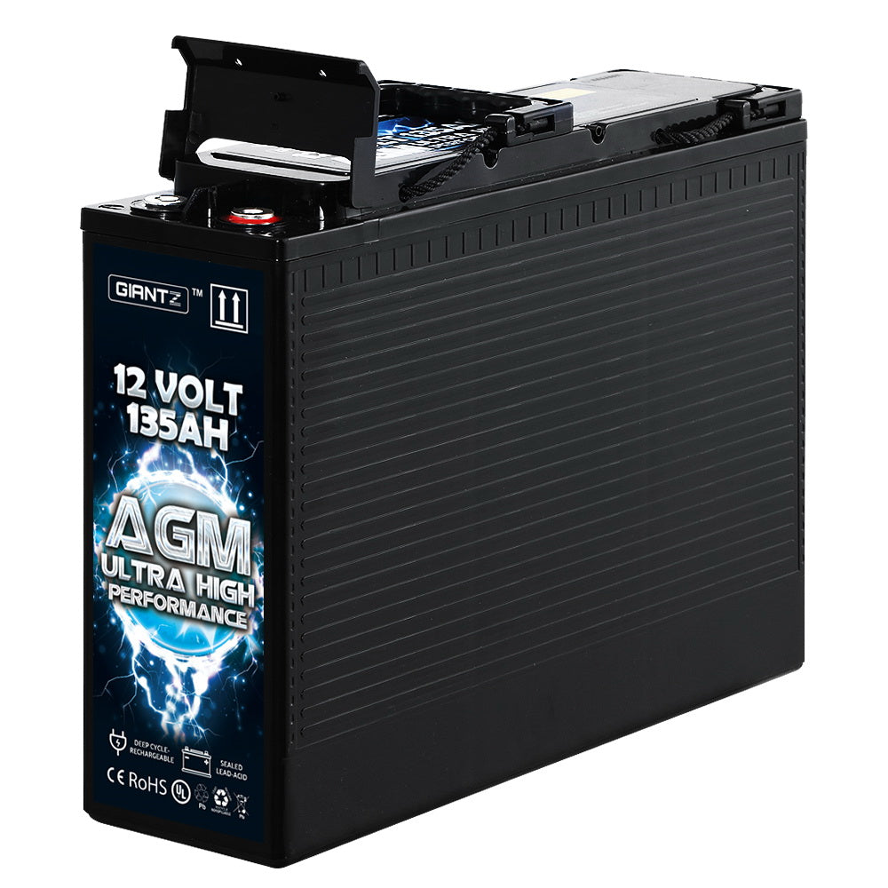 AGM Deep Cycle Battery 12V 135Ah Portable 4WD Sealed Marine Solar Slim - image1