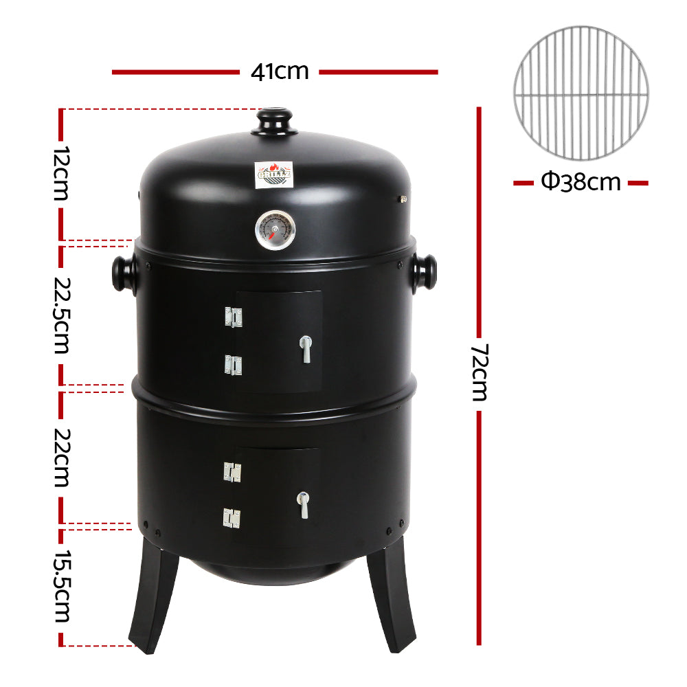 Grillz 3-in-1 Charcoal BBQ Smoker - Black - image2