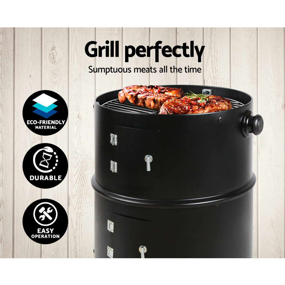 Grillz 3-in-1 Charcoal BBQ Smoker - Black - image4