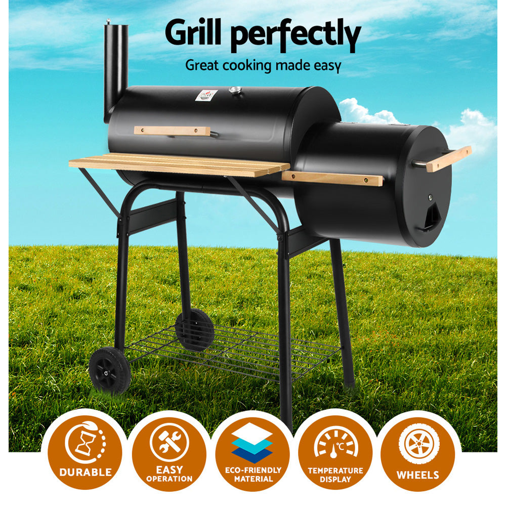 Grillz 2-in-1 Offset BBQ Smoker - Black - image4