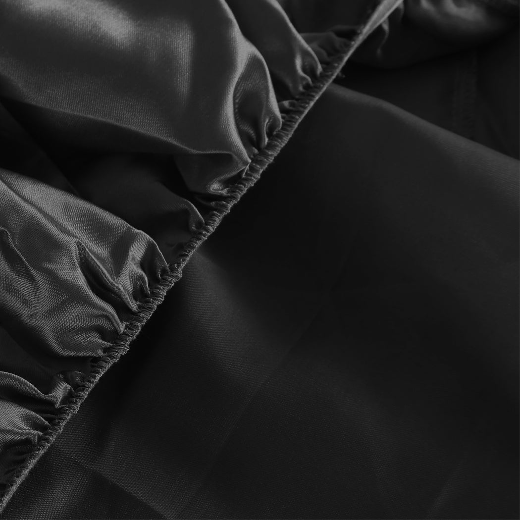 DreamZ Silky Satin Sheets Fitted Flat Bed Sheet Pillowcases Summer Queen Black - image4